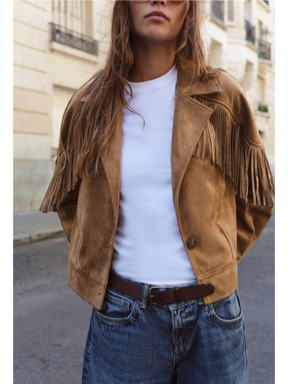 ZARA FAUX SUEDE FRINGE JACKET - Picture 9 of 9